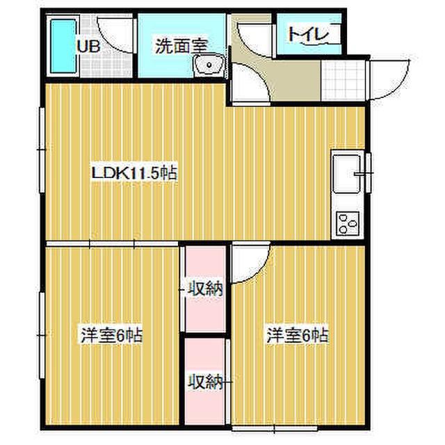 メゾンドフェイマス(2LDK/2階)の間取り写真