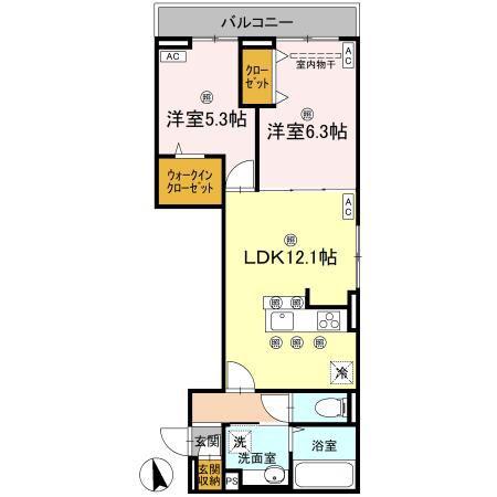 TORISIA大池(2LDK/3階)の間取り写真