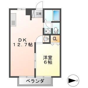 フローラB(1LDK/1階)の間取り写真