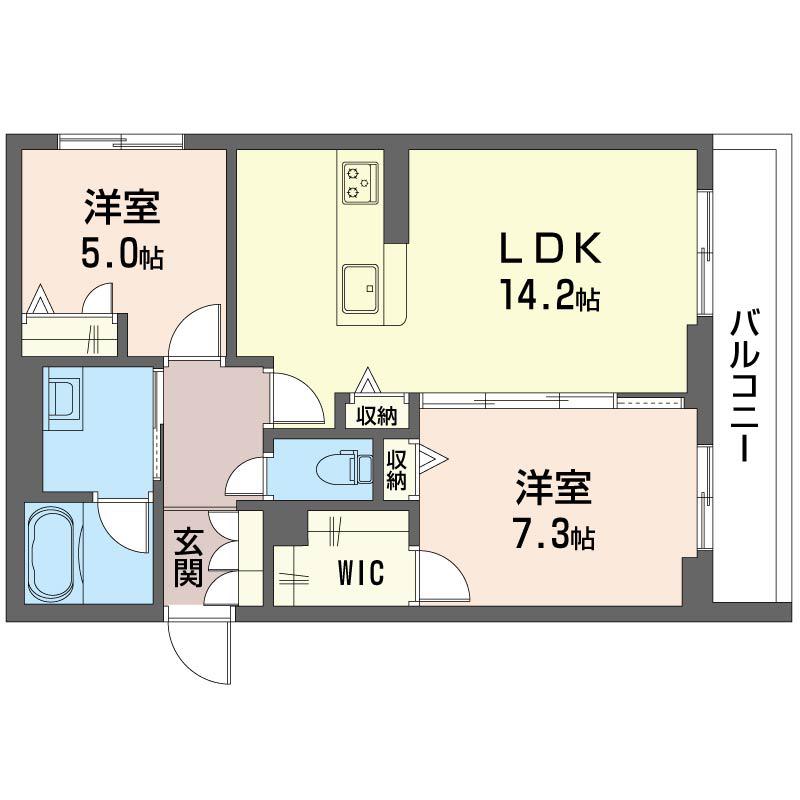 シャインバード フォーエヴァー(2LDK/2階)の間取り写真