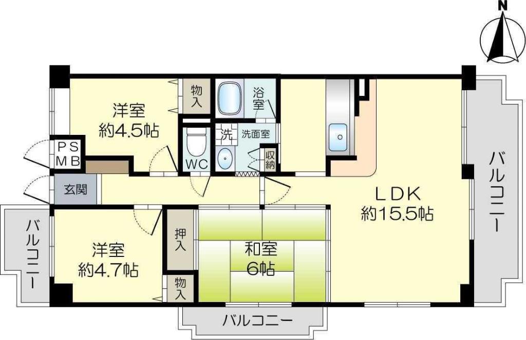 パークフォレスト千里(3LDK/3階)の間取り写真