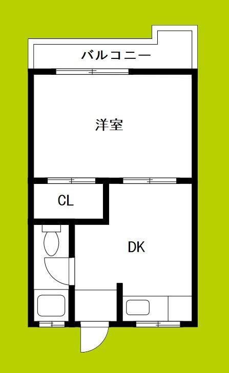 コーポ青木(1DK/5階)の間取り写真