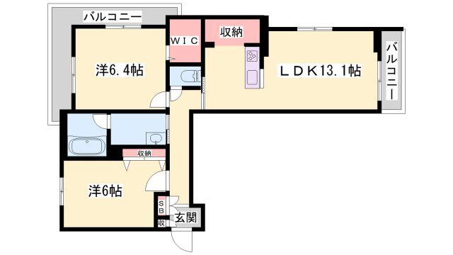 コンフォーザ下戸田(2LDK/3階)の間取り写真