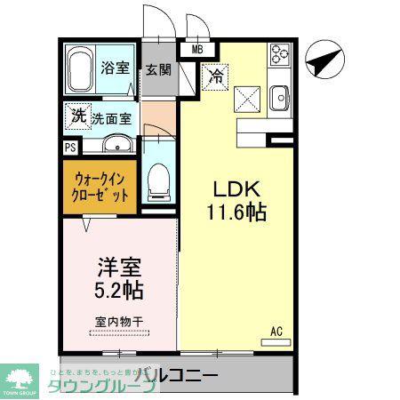 リヴェールII(1LDK/1階)の間取り写真