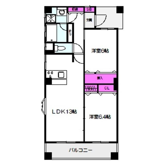 ル・シェル(2LDK/4階)の間取り写真