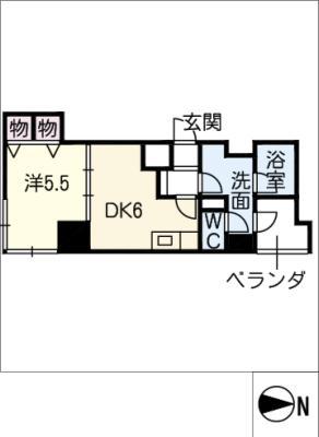 シャインズ本山(1DK/5階)の間取り写真