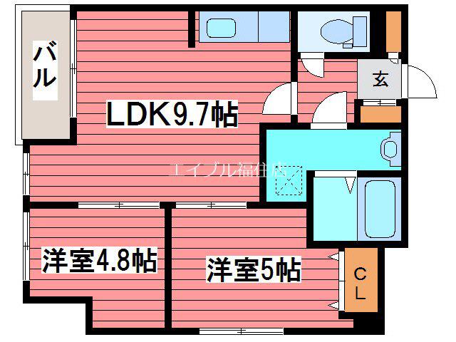 カサトレスベレーザ(2LDK/6階)の間取り写真