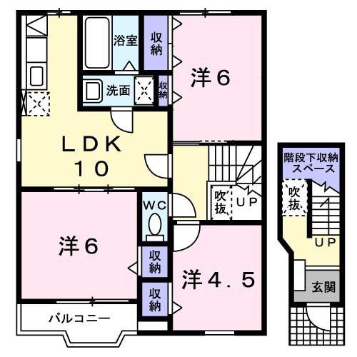 カーサ ウノ C(3LDK/2階)の間取り写真