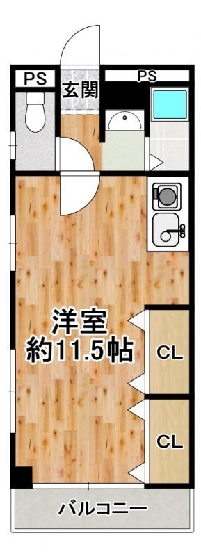 クレセール春日出2(ワンルーム/4階)の間取り写真