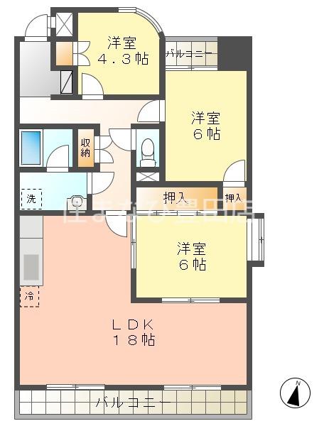 アメニティ曙(3LDK/2階)の間取り写真
