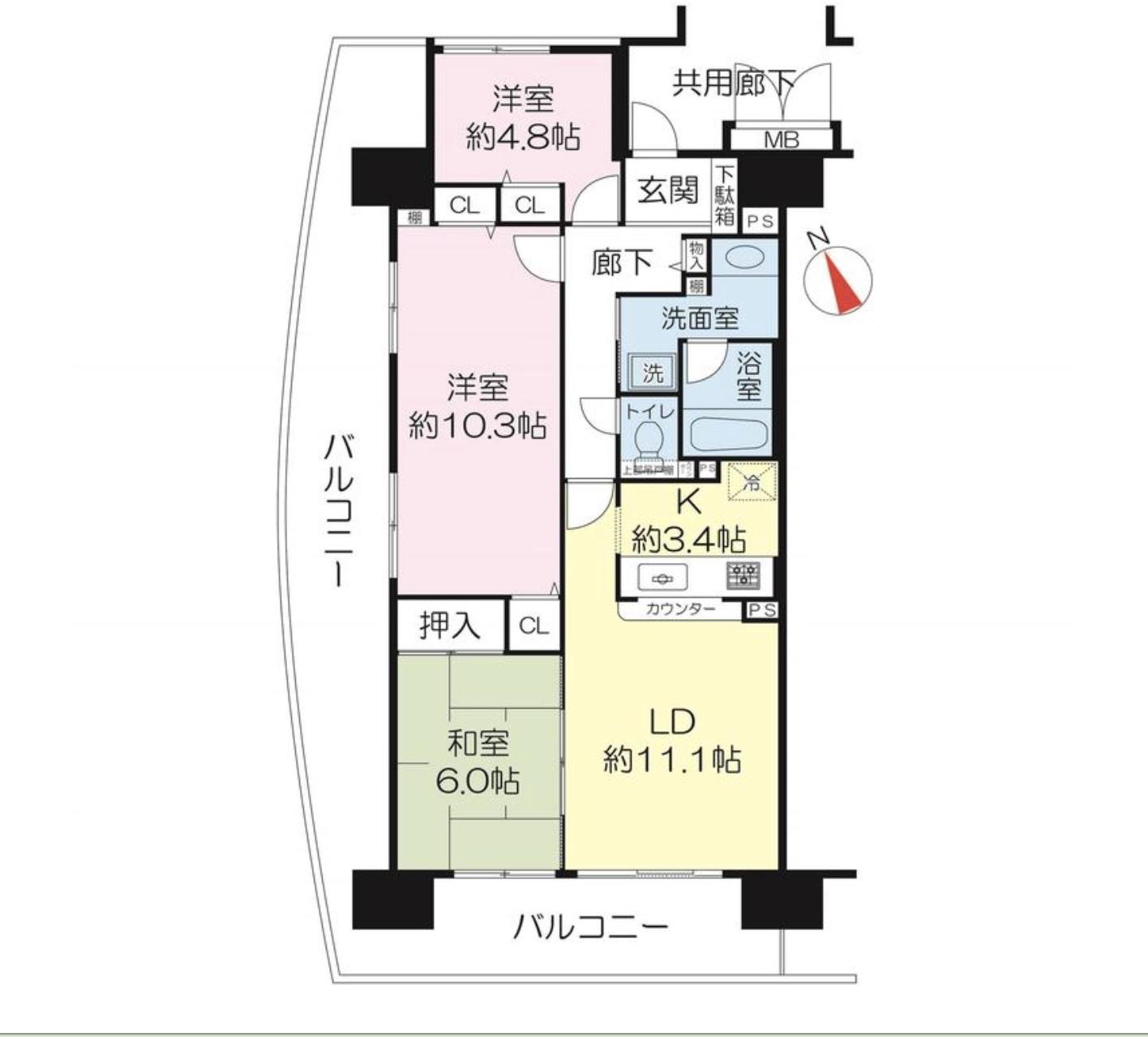 ジオ枚方(3LDK/11階)の間取り写真