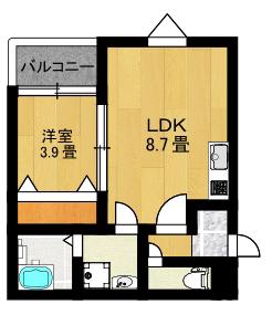 LE COCON四日市X(1LDK/1階)の間取り写真