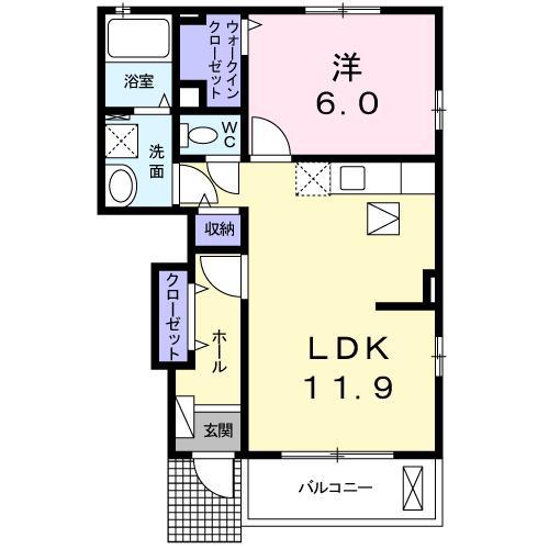 ルミエールIII(1LDK/1階)の間取り写真