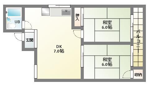 メゾーネ南田辺(2DK/3階)の間取り写真