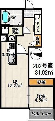バーンメアオ チットロム(1LDK/2階)の間取り写真