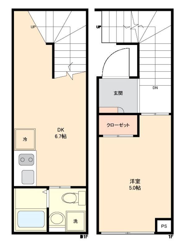 RCS西早稲田(1DK/地下階)の間取り写真