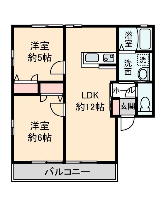プリマベーラA(2LDK/1階)の間取り写真
