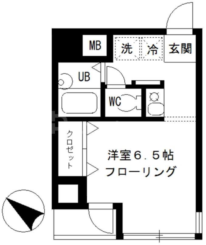 ガーデンコート(ワンルーム/6階)の間取り写真