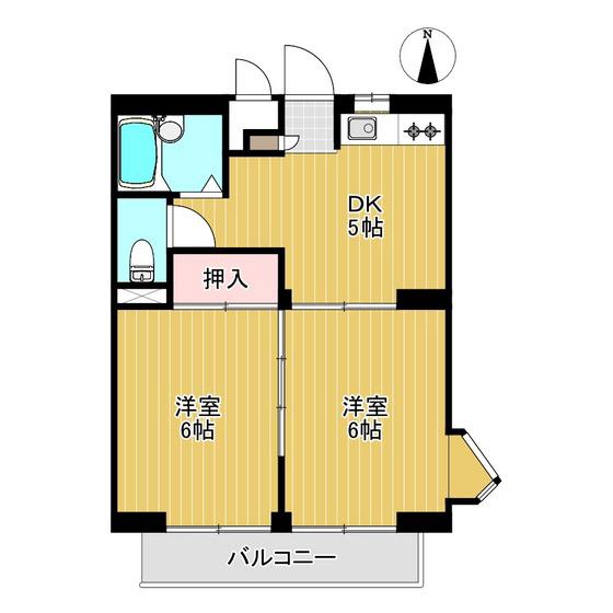 クレセントマンション(2DK/3階)の間取り写真