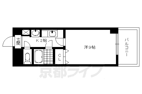 ウエストコート智恵光院(1K/2階)の間取り写真