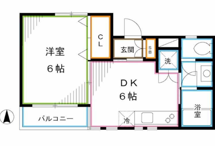 サン・ラッシオン(1DK/1階)の間取り写真
