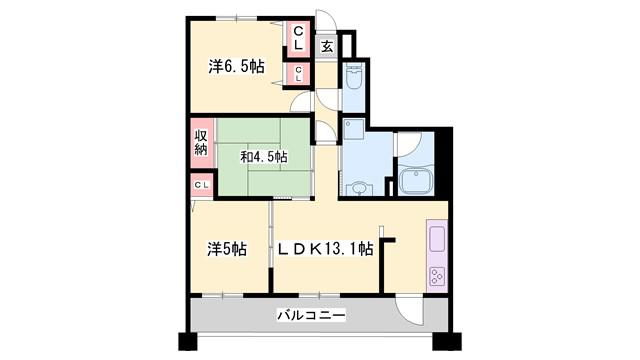 ブランビュー加古川本町(3LDK/5階)の間取り写真