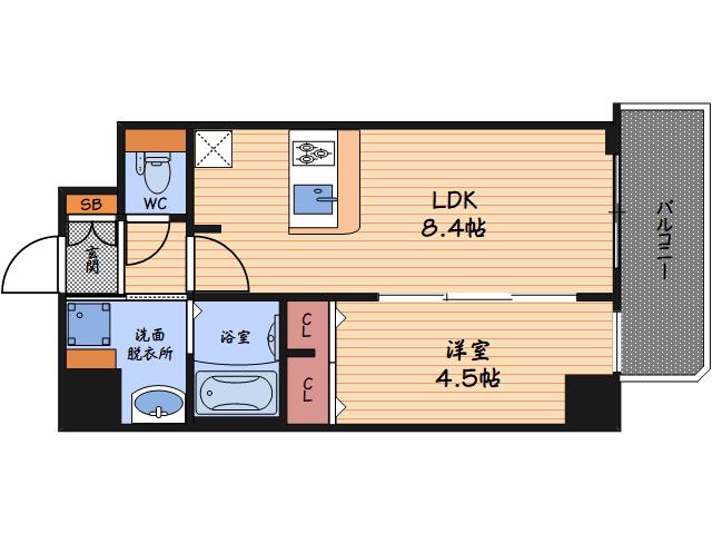 プレサンス梅田東グラッド(1LDK/10階)の間取り写真