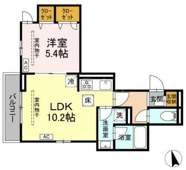 カルニュ(1LDK/1階)の間取り写真