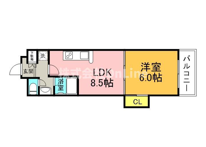マスターズレジデンス道頓堀II(1LDK/6階)の間取り写真