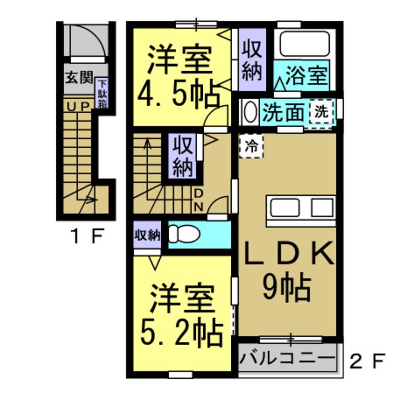チッタ大野町(2LDK/2階)の間取り写真