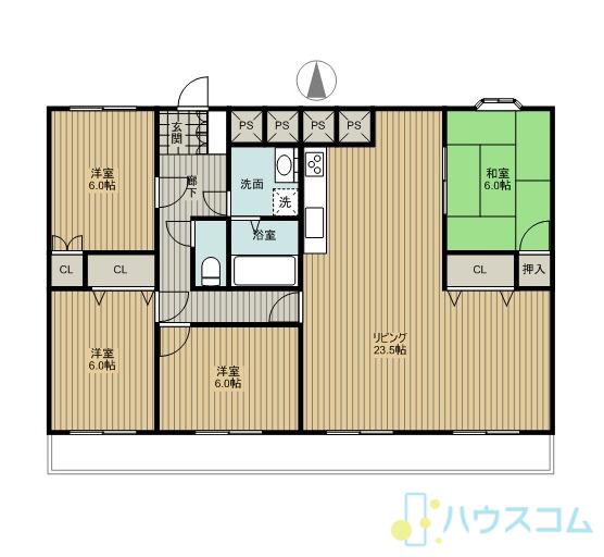 ガーデンハイツ清水(4LDK/1階)の間取り写真
