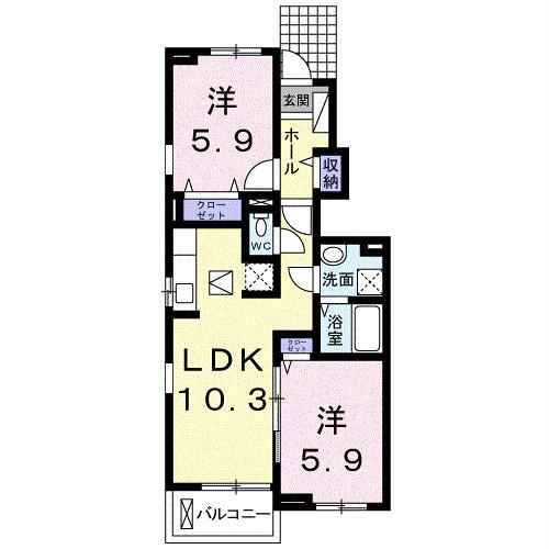 グランレジデンス 国府 B-I(2LDK/1階)の間取り写真