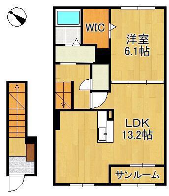 フィールズイーストA(1LDK/2階)の間取り写真