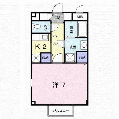 ヴィラージュ C棟(1K/2階)の間取り写真