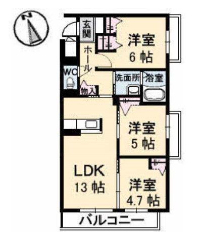 エルミタージュ3番館(3LDK/3階)の間取り写真