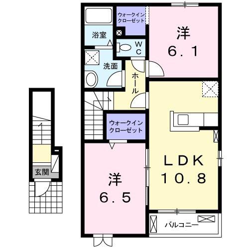 メゾンステージ水野 A(2LDK/2階)の間取り写真