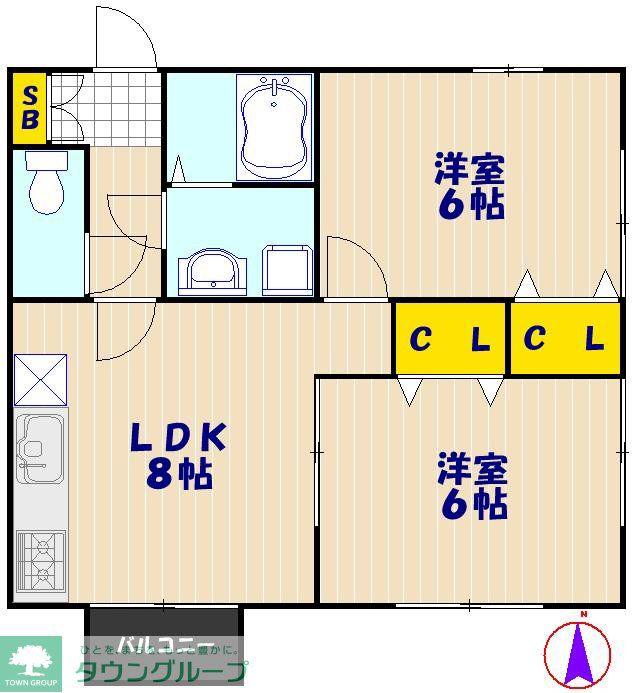 ソレイユヒデD(2LDK/1階)の間取り写真
