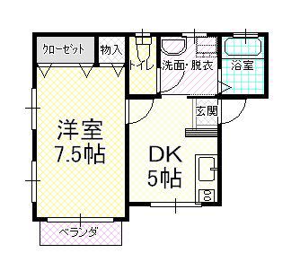 ポポラーレ(1DK/1階)の間取り写真