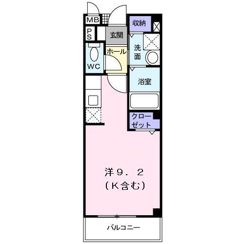 カーサ・プリート(ワンルーム/2階)の間取り写真