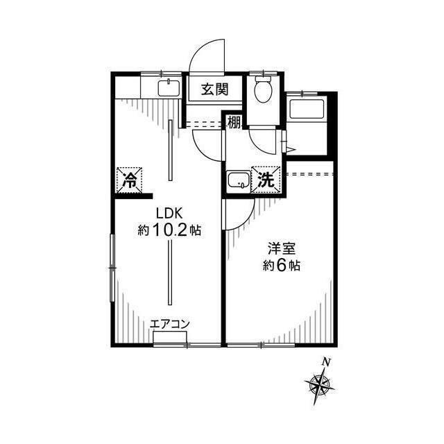 東海荘(1LDK/1階)の間取り写真