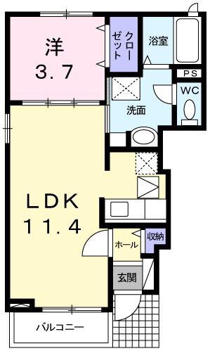 アイムス青山(1LDK/1階)の間取り写真