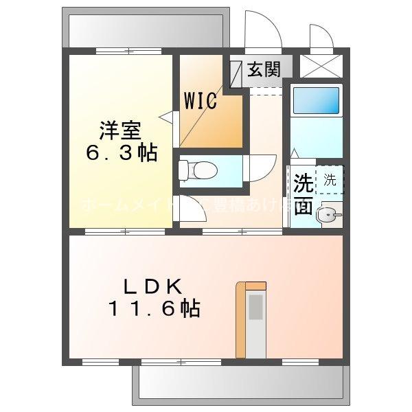 ウーノマリート(1LDK/2階)の間取り写真
