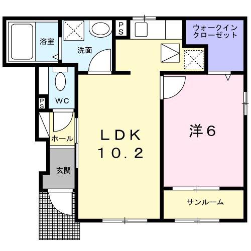 ステラ東出雲 II(1LDK/1階)の間取り写真