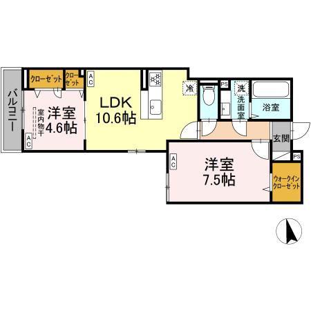 徳丸7丁目PJ(2LDK/2階)の間取り写真
