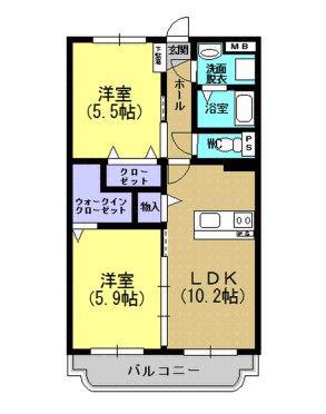 PARASIA(2LDK/2階)の間取り写真