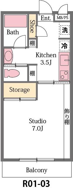フレンドリー(1K/1階)の間取り写真