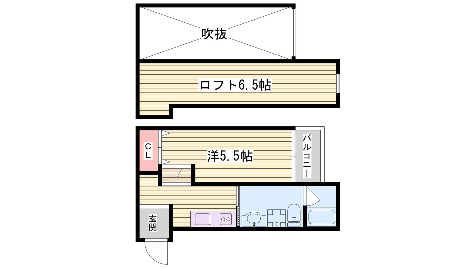 プログレス鷹取(ワンルーム/2階)の間取り写真