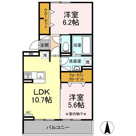 ミ・カーサ関田III(2LDK/3階)の間取り写真