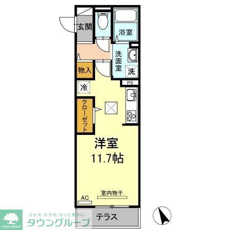 D-ROOM松葉(ワンルーム/2階)の間取り写真