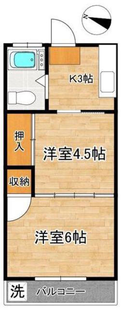 アルバーノ(2DK/1階)の間取り写真